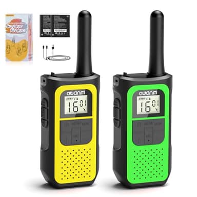 AWANFI Walkie Talkie Recargable con 1200mAh Li-Ion Batería, Walkie Talkies para Niños Adulto, Walky Talky con 16 Canales VOX, Walkie-Talkies para Ciclismo Camping Senderismo