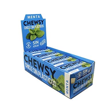 Chewsy - Chicles de Menta Sin Azúcar - Pack de 12 Unidades de 15 g - Ayuda a Proteger tus Dientes - No Contiene Plástico, Edulcorantes y Aromas Artificiales - Chicles Naturales