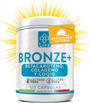 Acelerador Bronceado 120 Cápsulas PiùLife, Betacaroteno Capsulas Bronceado Con Antioxidantes Licopeno, Ácido Hialurónico, Cobre, Colageno, Pastillas Bronceadoras Para La Piel, Pastillas Para El Sol