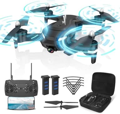 Wipkviey T26 Drone con Cámara 1080P HD – Drone Profesional para Niños y Principiantes, Quadcopter RC con Transmisión FPV en Vivo, 3D Flip, 3 Modos de Velocidad, Incluye 2 Baterías 26 Mins