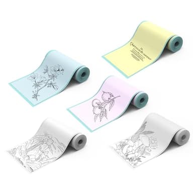 Lovcoyo de Papel para Impresora Mini Adhesivo Papel para Impresora Papel Térmico 57 x 25 mm Mini Impresora Instantánea Móvil Inalámbrica Blanco/Amarillo/Azul/Rosa