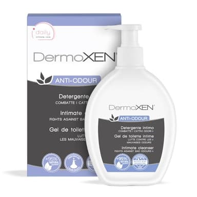Dermoxen Jabón Íntimo Mujer, Antiolor contra Malos Olores Íntimos. Gel Intimo Mujer por Candidiasis, Incontinencia y Menstruación. Con Prebióticos y Melisa. 200 ml