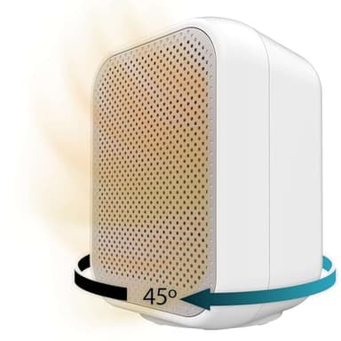 Cecotec Calefactor Cerámico de Sobremesa ReadyWarm 1500 Max Ceramic Rotate White, 1500 W, Oscilación, Termostato Regulable y 3 Modos de Funcionamiento, Área de Cobertura de 15m2