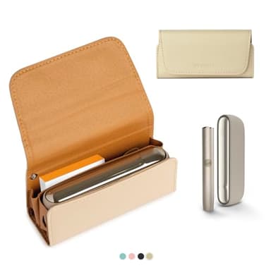 UPSHELL - Funda Compatible con IQOS ILUMA - Funda de Piel sintética - Bolsa/Estuche electrónico con Organizador para Accesorios y recargas (Cookie)