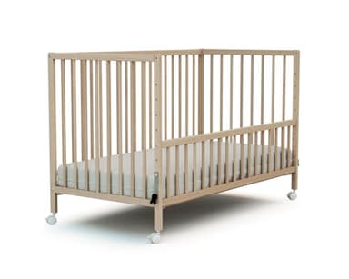 WEBABY - Cuna bebe colecho 60x120 madera con ruedas LIO - Haya Cruda - 124 x 64,50 x 81cm