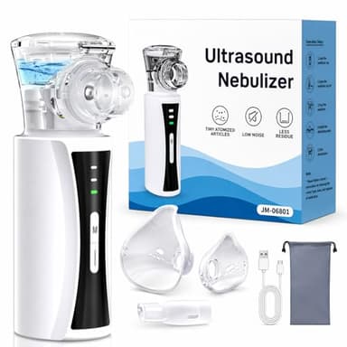 OLEKE Nebulizador Adultos Nebulizador Portátil Recargable para Bebés y Adultos Nebulizador Silencioso Tipo C Recargable con 2 Máscaras y Boquilla para uso Doméstico y de Viaje