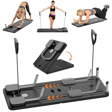 Set de Reformador de Pilates, máquina de Reformador de Pilates 5 en 1 para el hogar con contador LED y soporte para móvil, tabla multifuncional para abdominales para el hogar y el gimnasio, portátil