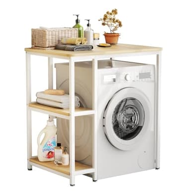 Hoapin Mueble para Lavadora, Armario de baño, Armario para Lavadora con Compartimentos, 90x60x95cm
