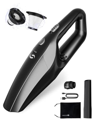 SERVOMASTER Aspirador De Mano Potente, Aspirador Coche 9000Pa Recargable, Aspiradora De Mano Sin Cable Pare Filtro HEPA, Mini Aspiradora Coche para Hombres Mujeres, para Coches, Casa, Pelo De Mascota