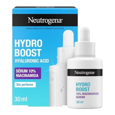 Neutrogena Hydro Boost Sérum 10% Niacinamida (30 ml), sérum facial con Niacinamida y Ácido Hialurónico, mejora visiblemente la textura de la piel, para todo tipo de pieles