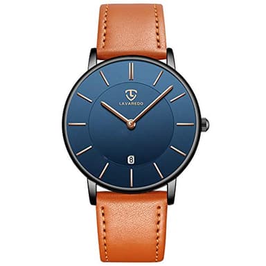 BEN NEVIS Reloj Analogico de Pulsera con Cuarzo, Ultra Delgado, Carcasa Ultrafina, Visualización de la Fecha, Correa de Cuero, Elegante y Clásico de Moda, Regalo Hombres