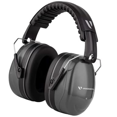Vanderfields Auriculares con cancelación de ruido prémium Protección auditiva con reducción de sonido de amplio espectro de 36 dB a 2000 Hz - Adultos y adolescentes - Gris lobo
