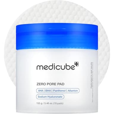 medicube 2.0, Tónicas Faciales De Doble Textura Para Exfoliar Y Cuidar Los Poros Con Un 4,5% De Ácido Láctico Aha (70 Unidades), Almohadillas Zero Pore