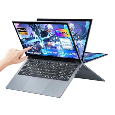 15,6 Pulgadas 2 en 1 Juegos Ordenador Portátil con Pantalla Táctil Procesador, Ryzen R3-3200U PC Portátil 16GB RAM 512GB SSD 360° Pantalla Táctil Laptop FHD IPS RJ45 WIN 11 Teclado Retroiluminado HDMI