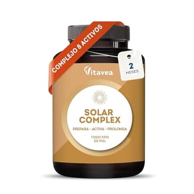 Bronceado Natural y Uniforme – Cápsulas Autobronceadoras y Acelerador del Bronceado – Con Betacaroteno, Licopeno, Cobre y Aceite de Borraja – Para Todo Tipo de Piel – 60 Cápsulas – Vitavea