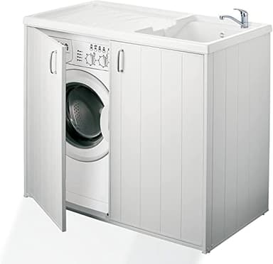 Negrari 5008PAM Mueble Cubre Lavadora y Lavabo Reversible, Resina para Exterior, PVC, Color Blanco, M, 14000 Unidades