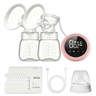 Sacaleches Eléctricos Doble, Extractor de Leche Portátil, 3 Modos 9 Niveles, Sacaleches Electricos Manos Libres, Sin BPA, Extractor de Leche Silencioso e Indoloro para viajes y hogar, Rosa