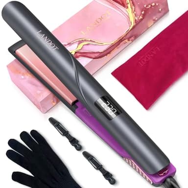 LANDOT Planchas Del Pelo Cerámica - Plancha Pelo Profesional Para un Cabello Liso y Brillante - Alisador y Rizador 2 en 1 para Alisar Rizar y Ondas - 120-230℃ Temperatura Todo Tipo de Cabello