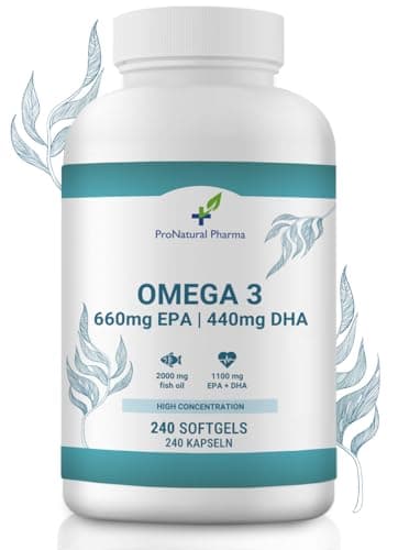 Omega 3 2000mg | 240 Cápsulas | Alta Concentración de 660mg EPA y 440 mg DHA | 4 Meses | ProNatural Pharma