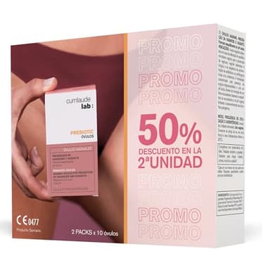 Cumlaude Lab - Óvulos Prebiotic, con Ácido Láctico, Prebióticos y Provitamina B5, Previene Vaginosis y Vaginitis, Reequilibra el pH Íntimo, Apto para Embarazadas - 2 x 10 Unidades