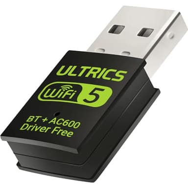 ULTRICS Adaptador Bluetooth WiFi USB, Receptor Externo de Red inalámbrica de Doble Banda 2,4/5 GHz de 600 Mbps, Mini dongle WiFi para PC/portátil/Escritorio Compatible con Windows 11/10/8.1