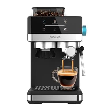 Cecotec Cafetera Express Power Espresso 20 Grind +. 1350W, 20 Bares, Pantalla Táctil, Thermoblock, Depósito Agua 1,7L, 20 Niveles de Molienda, Depósito Café 150g, Espumador de Leche, Seguridad