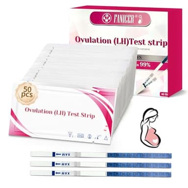 50 Tiras Reactivas de Ovulación,Detección de la Hormona LH,Ideal para el Seguimiento del Ciclo Menstrual y Periodo de Fertilidad,Fácil de Usar y con Resultados Claros