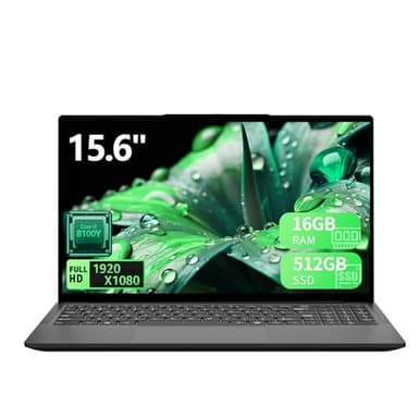 Bouzerara 15,6 Pulgadas Ordenador Portátil, 16GB RAM 512GB SSD Pc Portatil, Procesador Core hasta 3,4 GHz,Laptop IPS FHD 1920×1080, WiFi5, Type-C, USB 3.0, Mini HDMI, Estudiantes y Oficina