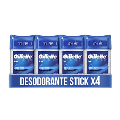 Gillette Clear Gel Antitranspirante Desodorante Cool Wave Para Hombre, 4 x 70 ml