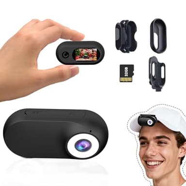 Xilecam Mini Camara Deportiva con Tarjeta de Memoria de 32GB, Camara Moto con Accesorios Cámara Casco Moto(Negro)