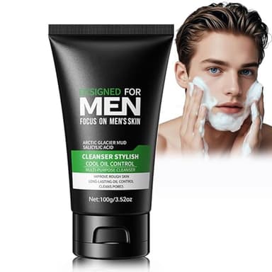 Limpiador Facial Hombres -Limpieza Facial,Limpieza Profunda Y Control Del Acné,Elimina Impurezas Y Exceso De Grasa,Contiene áCido SalicíLico,Limpiador Facial Hombre Para Pieles Grasas Y Mixtas -100g