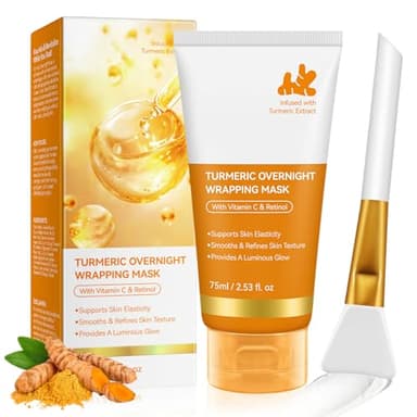 Mascarillas Nocturna De Colágeno De Cúrcuma, Mascarillas de colágeno de noche de aplicación y desprendimiento, para una piel radiante - 75 ml