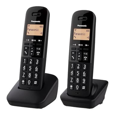 Panasonic KX-TGB612 Teléfono Inalámbrico Digital, Unidad Base y 2 Auriculares, Identificador Y Bloqueador de Llamadas, Volumen Mejorado Del Receptor, Resistente A Golpes, Pantalla LCD, Negro