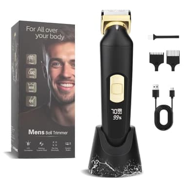 Anluomania Afeitadora Corporal Masculina, Depiladora Corporal Hombre con Luz LED, Base de Recarga USB, IPX7 Impermeable, Seco y Húmedo, para Barba, Axilas, Pecho, Piernas y Zonas Íntimas
