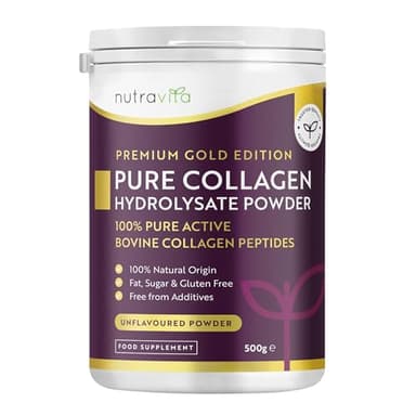 Nutravita Colágeno Hidrolizado en Polvo 500g - 50 Porciones Colageno Peptidos, Sin Sabor - Collagen Peptides Tipo 1 - Péptidos de Colageno Hidrolizado Bovino con 8 Aminoácidos Esenciales