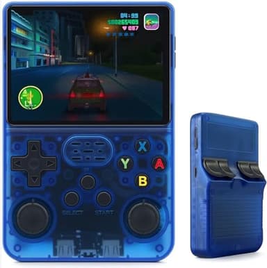 Consola Retro Portatil con 20.000 Juegos - Versión 2025- Mini Consola Arcade - Juegos de PS1, PSP, N64, NDS, SuperN, GameB, GBA, NeoG, etc. - Pantall HD 3.5' 640 * 480 - Rechace Imitaciones (Azul)