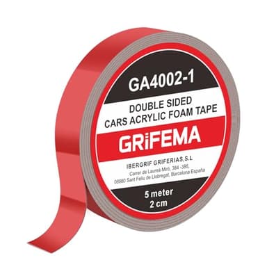 GRIFEMA GA4002-1 Cinta Doble Cara Extrafuerte, Resistente al Agua y Altas Temperaturas, para Automóviles, Decoración de Exteriores y Oficinas, 20mm x 5m