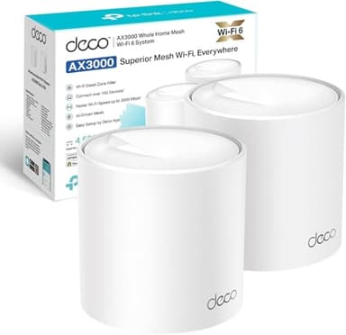 TP-Link Deco X50 Sistema WiFi 6 AI Mesh, AX3000 Doble Banda 2.4 GHz/5 GHz, Cobertura hasta 420 m, Banda 160MHz Canal, ODFMA, 1024QAM, Negro