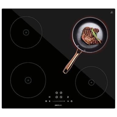 Cecotec Placa de Inducción Placa Bolero Squad I 4200 Potencia Máx. 7200 W, Inducción de 4 Fuegos, 9 Niveles, Temporizador, Touch Slider Control, Boqueo de Seguridad y Encendido Rápido