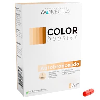 Avanceutics - Color Booster | Capsulas Bronceado con Betacaroteno + Licopeno + Polypodium Leucotomos | Pastillas Bronceadoras Sin Sol | Capsulas Solares Bronceadoras | Acelerador Bronceado Pastillas