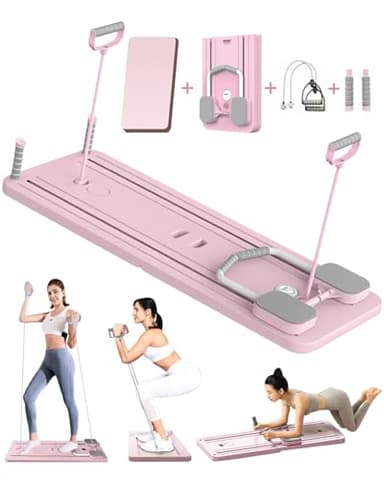 Giabuao Tabla de Pilates, Plegable, Multifunción, con Rodillo de Abdominales con Soporte para Codo, Máquina de Ejercicio Abdominal, Rebote Automático y Cuerda de Tensión para Gimnasio en Casa