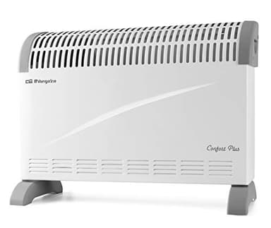 Orbegozo CV 2300, Radiador eléctrico bajo consumo, convector, 2000 W, 3 niveles de potencia, termostato regulable, interruptor luminoso, protección contra sobrecalentamiento, silencioso, color blanco