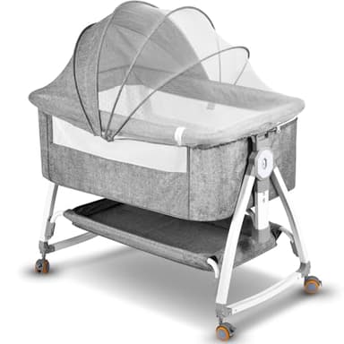 Cuna Colecho,3 en 1 Cuna Bebe Moises para Bebe Portatile 6 Velocità Regolabile in Altezza e Inclinazione con 4 Freni Sulle Ruote Minicuna Colecho per Letti di Diverse Dimensioni