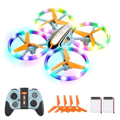 i9 Drone para Niños, Regalos Juguetes para Niños y Principiantes, Mini Drone con Luces de Colores, RC Quadcopter con Modo sin Cabeza, Retención de Altitud, Volteos 3D y 2 Baterías