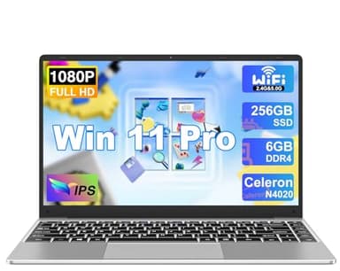 NOTODD Ordenador Portátil Win 11 Pro con 5G WiFi Portátil 14 Pulgadas 6GB RAM 256GB SSD Expansión SSD 1TB (TF-1TB) 5000mAh Laptop 1920 * 1080 FHD Portatiles Buenos & Mini Puerto Multimedia-Plata