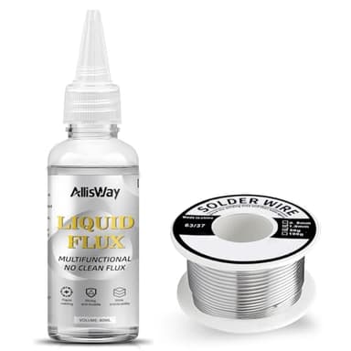 Allisway Flux Liquido, Flux para Soldar Estaño sin Limpieza, Estaño para Soldar Electronica de Colofonia Núcleo, Flujo de Soldadura Líquido, Adecuado para Acero Inoxidable, PCB, Níquel, Cobre, 80ml