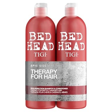 Bedhead by TIGI | Set de champú y acondicionador Resurrection | Cuidado del cabello para cabello quebradizo y dañado | Fórmula de cuidado potente y regeneradora | 2 x 750 ml
