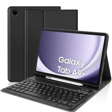 YUEJIDZ Capa com Teclado para Samsung Galaxy Tab A9 Plus 2023,Bluetooth espanhol Ñ Teclado Capa protetora para Teclado removível com suporte lápis para Samsung Galaxy Tab A9 2023 11 polegadas