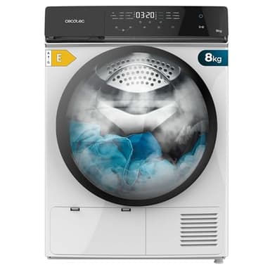 Cecotec Secadora Bomba de Calor 8Kg Bolero DressCode Dry 8400. Antigua Clase A++, 15 Programas, Bajo Consumo, Full Touch, Secado Automático, Planchado Fácil, Stop&Go, Delay Start, Blanca