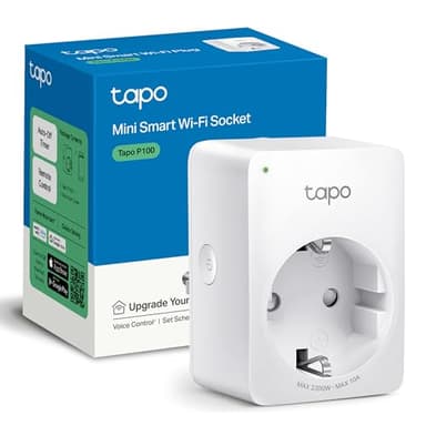 TP-Link TAPO P100 - Wi-Fi Mini Smart Plug, ideal para agendar ligar/desligar y economizar energía, compatible con Alexa y Google Home, cor branca